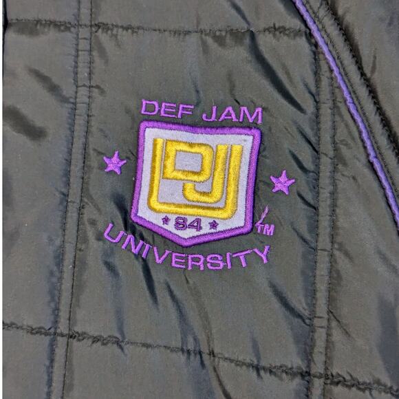 Vintage Def Jam University Puffer Coat Black Embroidered Hip Hop MTV Music 90s - Picture 3 of 6